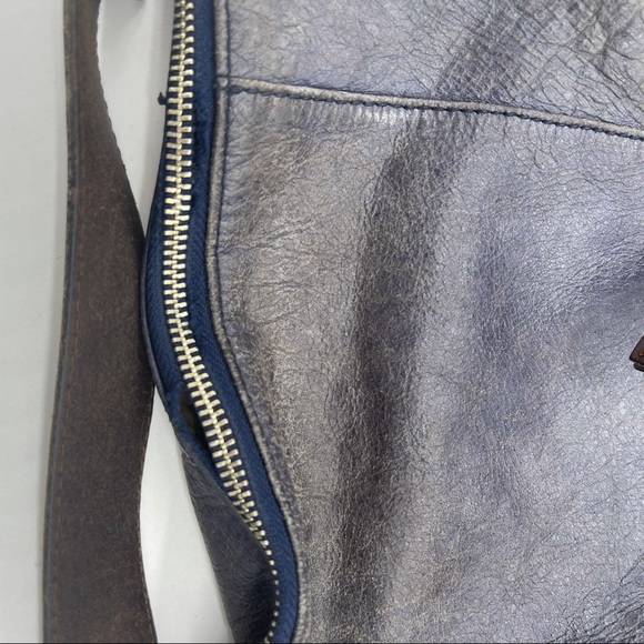 TANO Leather Top Zip Hobo Bag with Side Zippered Pockets - Picture 12 of 14